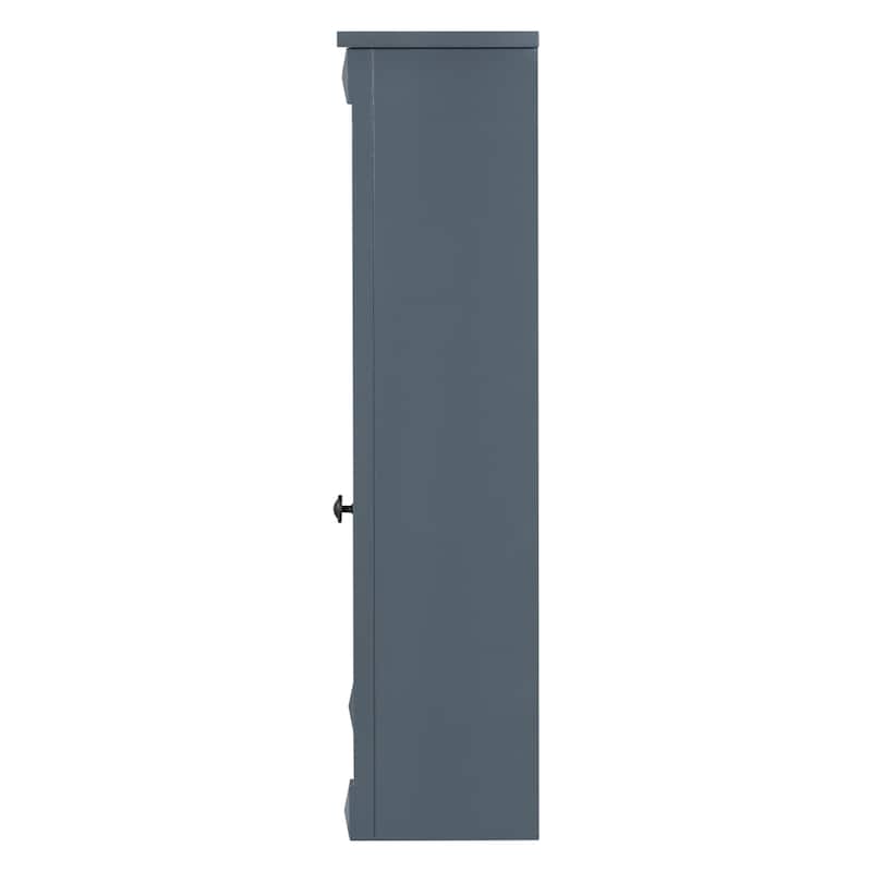 Wall Mounted Bathroom Storage Cabinet with 6 Open Shelves - Blue