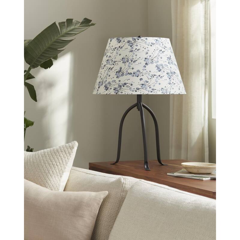 Livabliss Floriva Traditional Accent Table Lamp - 25"H x 17"W x 17"D - White/Blue