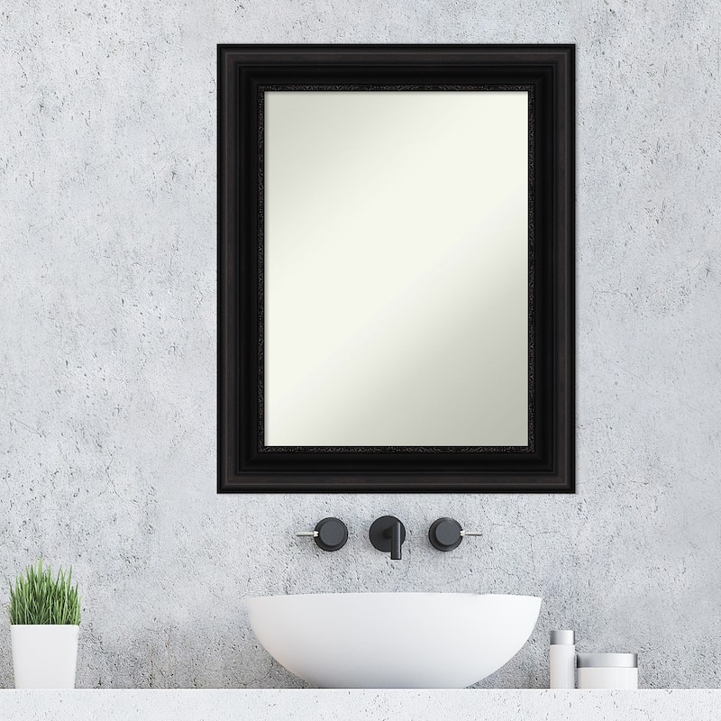 Non-Beveled Bathroom Wall Mirror - Parlor Black Frame