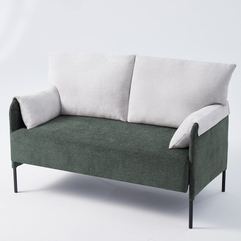 Two-Tone Loveseat Sofa with Wrapped Armrests