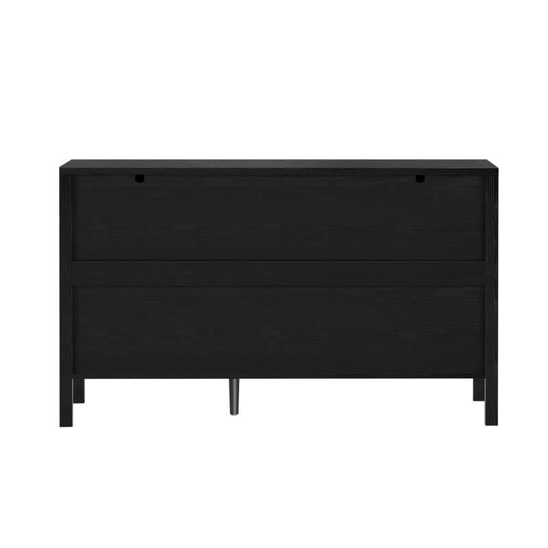 Modern Wave-Pattern Sideboard Large Storage Buffet Cabinet with 3 Drawers and Hooks, for Living Room Entryway, Hallway, Black