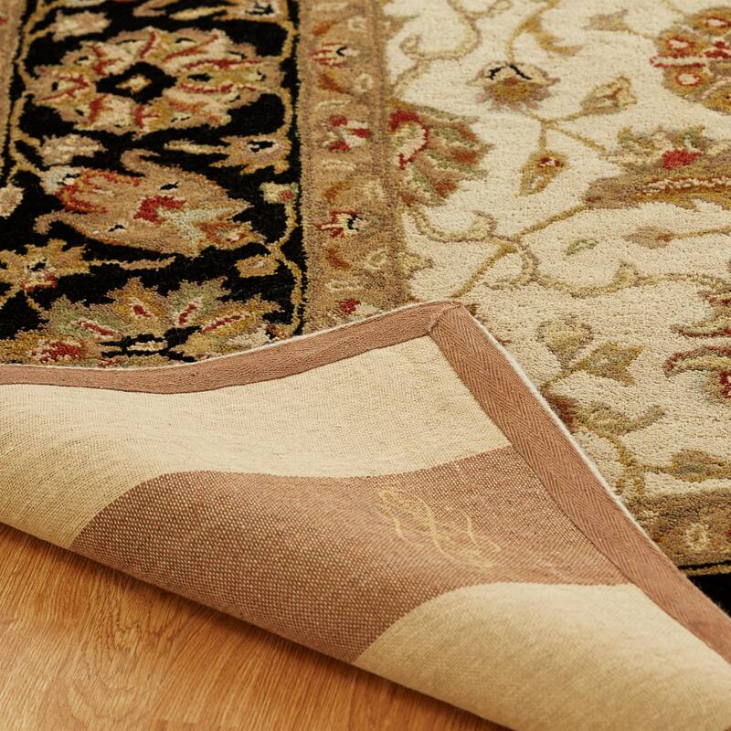 Empire Ivory and Black Wool Hand-tufted Area Rug