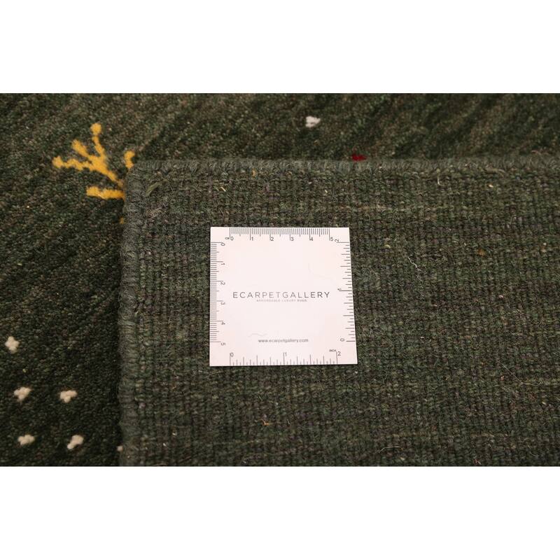 ECARPETGALLERY Hand Loomed Kashkuli Gabbeh Dark Green Wool Rug - 5'1 x 7'11