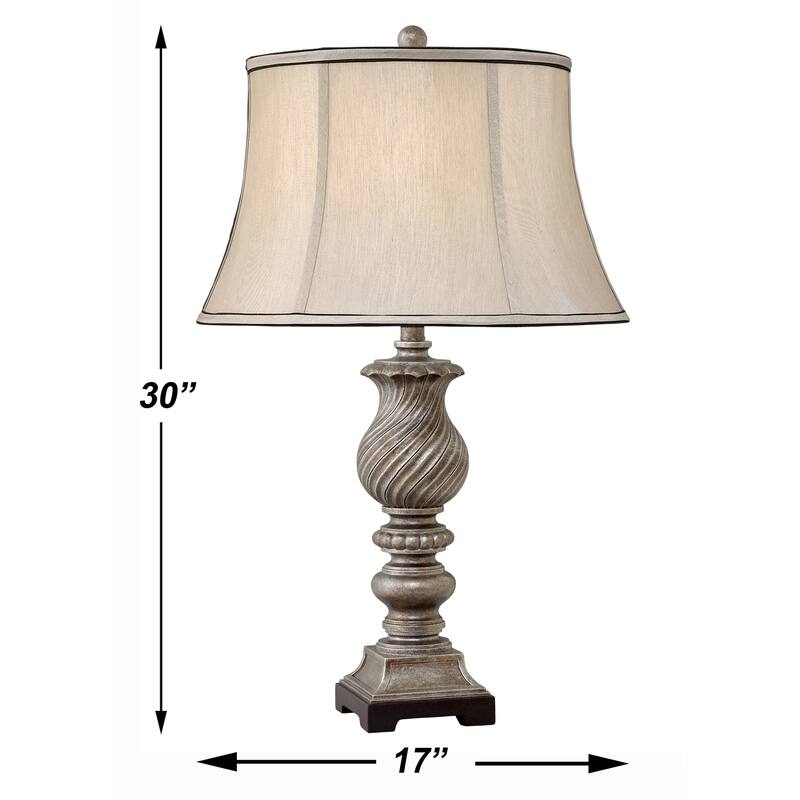Mulinello Table 30 in. Aged Silver with Black Table Lamp