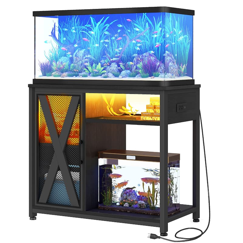 Moasis 50 Gallon Aquarium Stand with Power Outlets & LED Light