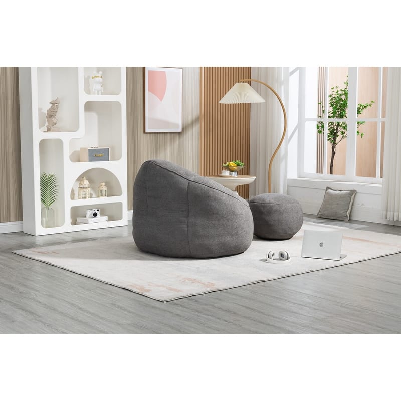 Bean Bag Chair w/Foot Stool in Multiple Colors, Giant Foam-Filled Furniture-Maximum Comfort Bean Bag