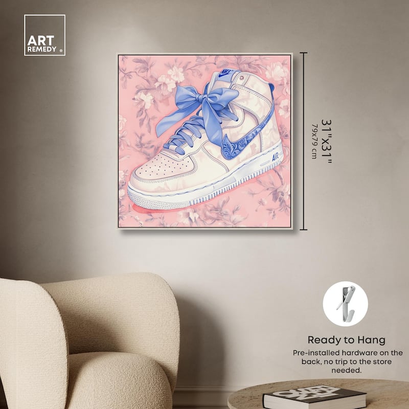 Blue Bow Sneaker Canvas by Art Remedy