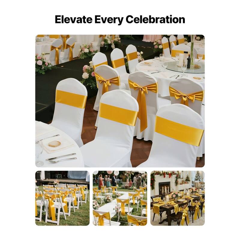 Satin Chair Ribbons for Wedding Reception Adjustable Fit for Folding Banquet and Chiavari Chairs