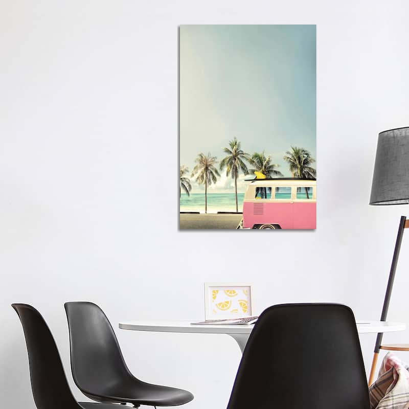 iCanvas "Surf Bus Pink" by Design Fabrikken Canvas Print - 40x26x1.5