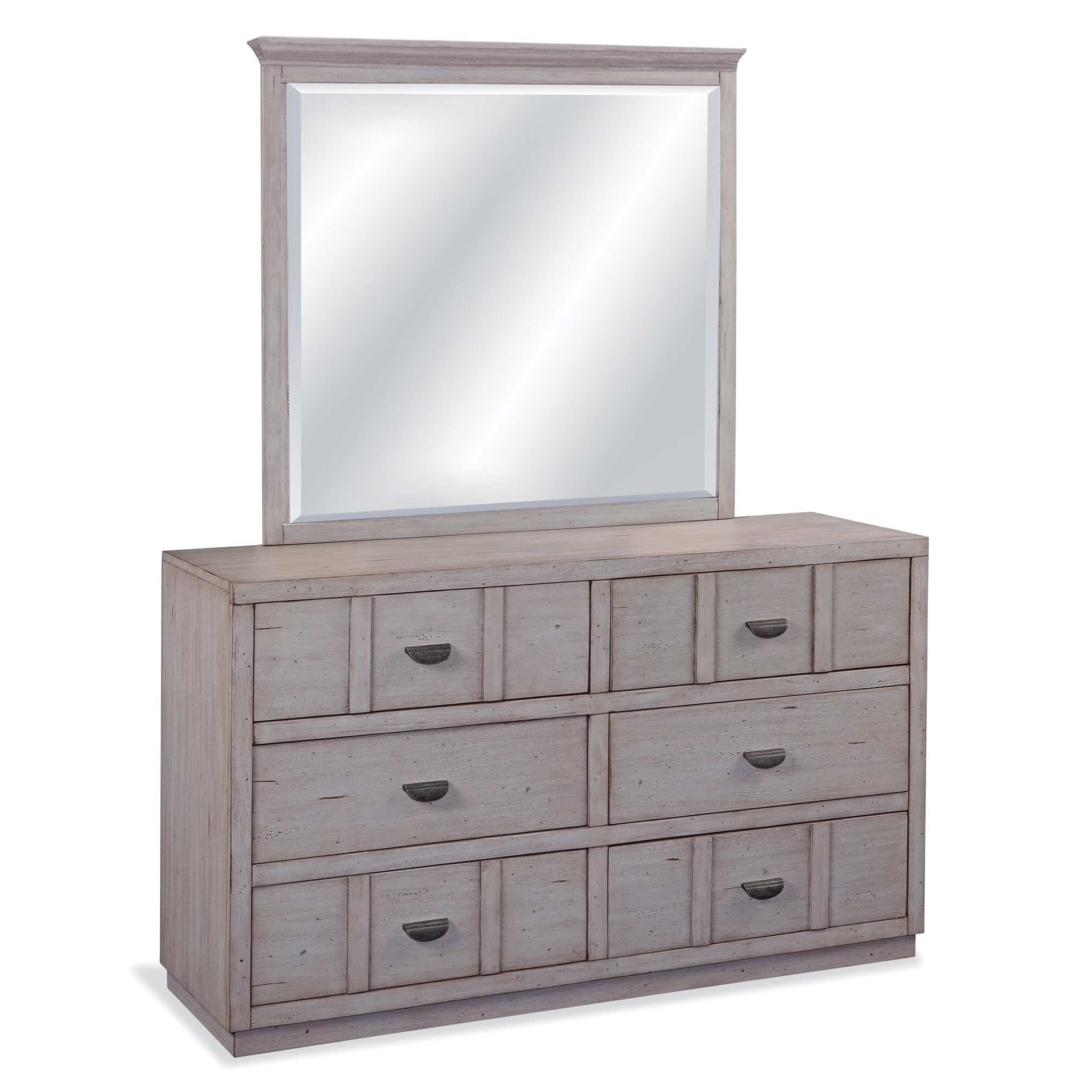Parker Driftwood 6 Drawer Double Dresser With Mirror Overstock 20716403
