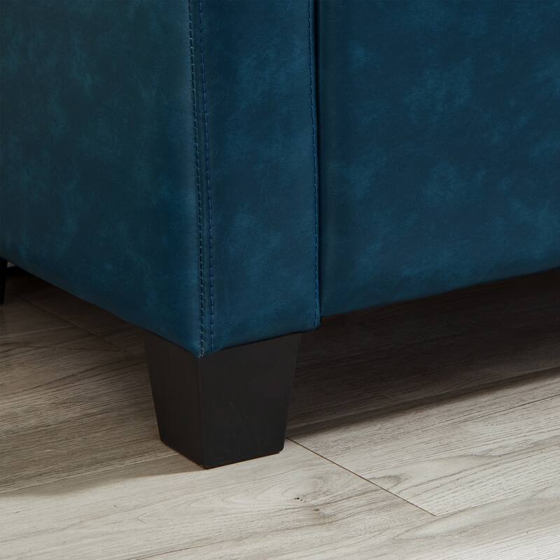 Tufted Faux Leather Storage Ottoman Bench for Bedroom, Living Room & Hallway, 48" Multifunctional Upholstered End of Bed Bench