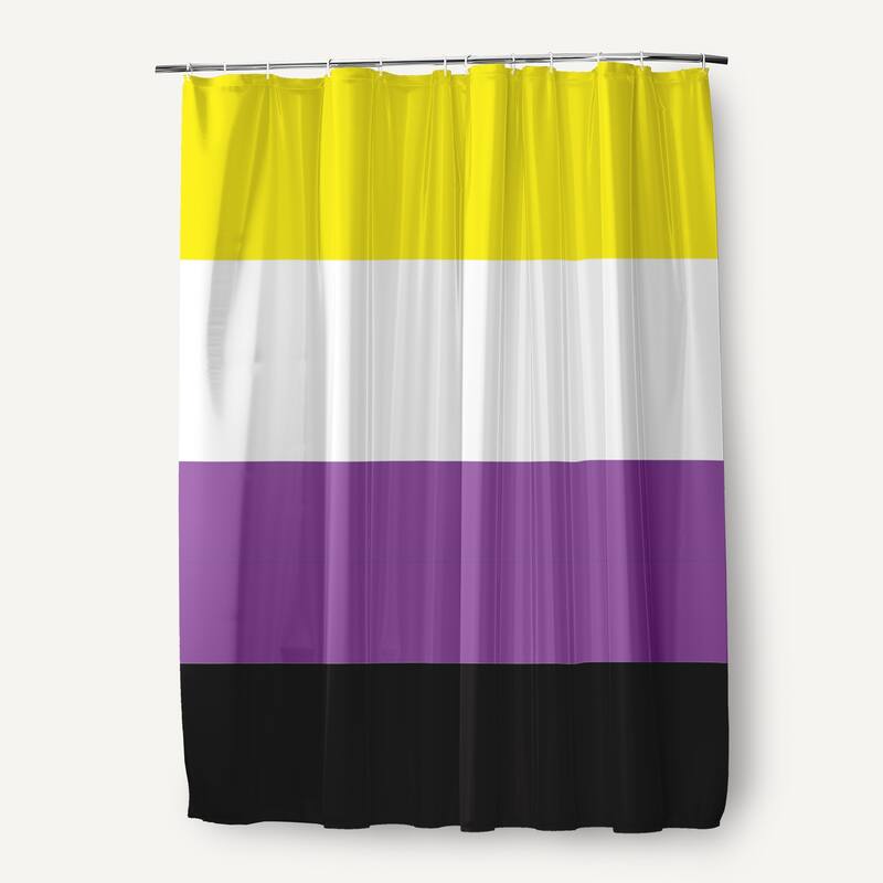 Inclusive Pride Flag Durable Poly Shower Curtain - Non-Binary