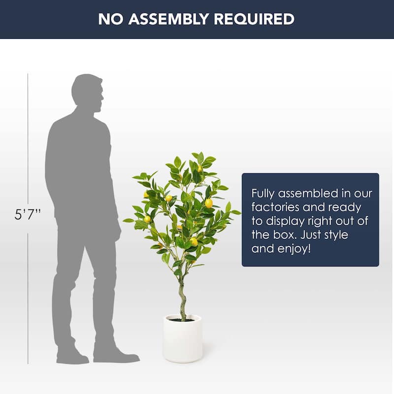 American Art Decor Artificial Faux Tree in White Tapered Ceramic Pot