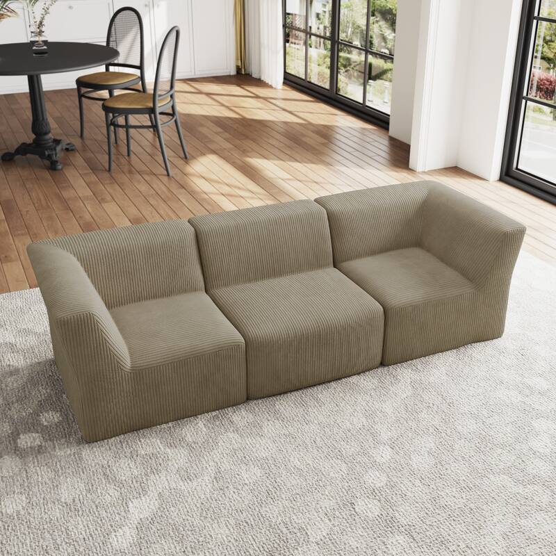 Modern Corduroy Fabric Loveseats Sofa Sectional Sofa