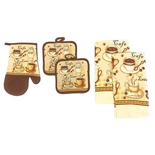 Kitchen Collection 5 Piece Cafe Latte Kitchen Linen Set Cream Brown Overstock 22286581