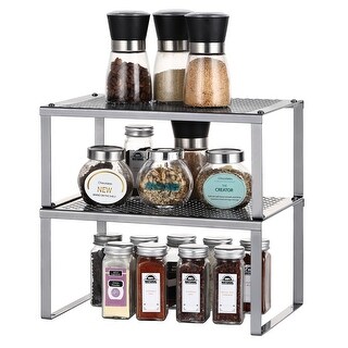 Kitchen Shelf Organizer for Counter Cupboard Pantry, Set of 2 Metal ...