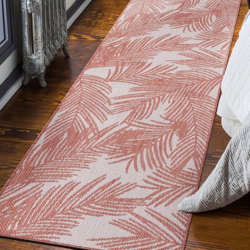 World Rug Gallery Contemporary Distressed Leaves Textured Flat Weave Indoor/Outdoor Area Rug