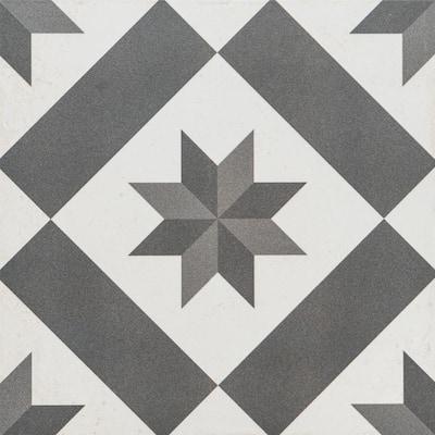 Astral 10x10 Grey Star Matte Geometric Porcelain Tile - Floor, Wall, Backsplash