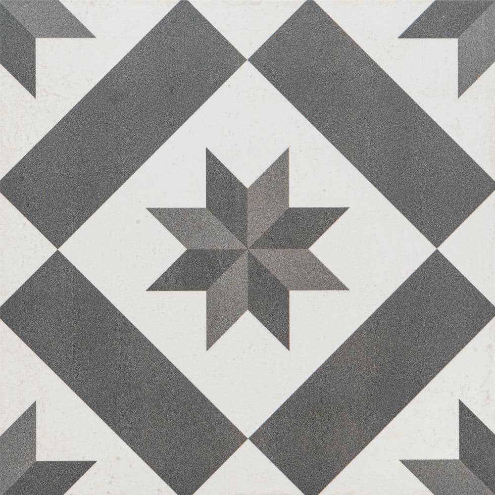 Astral 10x10 Grey Star Matte Geometric Porcelain Tile - Floor, Wall, Backsplash