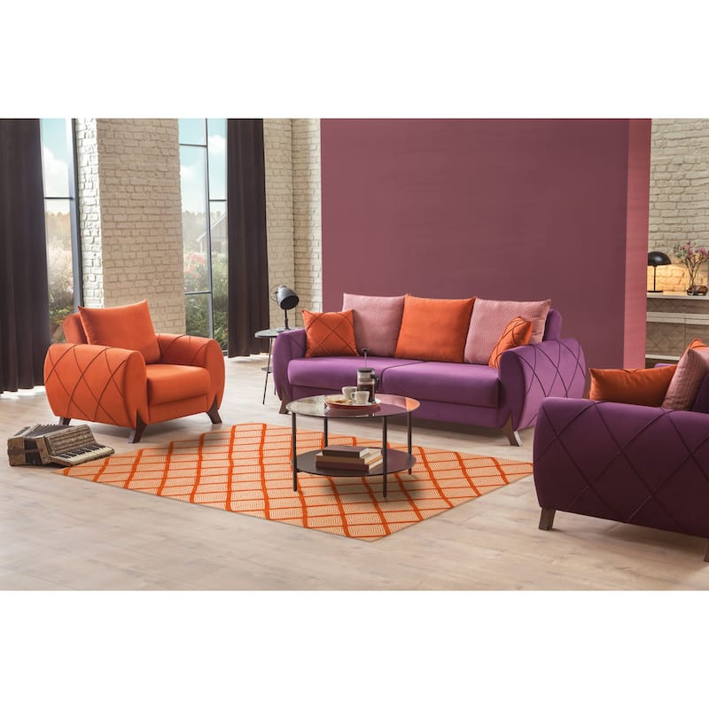 Handmade Wool Orange Transitional Trellis Xavier Rug - Timeless Elegance and Vibrant Design