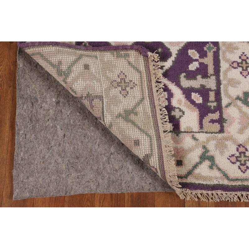 Purple & Ivory Oushak Indian Runner Rug Handmade Wool Carpet - 2'7"x 8'1"