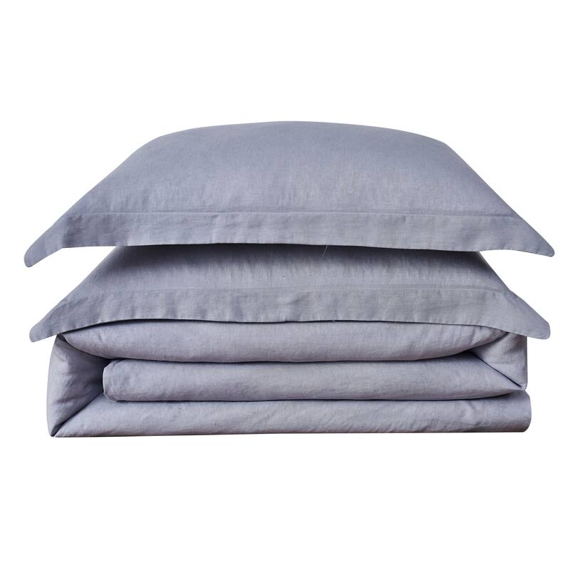 Brooklyn Loom Natural Flax Linen 3-piece Duvet Cover Set