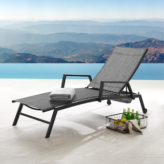 Corvus Sorrento Outdoor Sling Fabric Adjustable Chaise Lounge with Arms