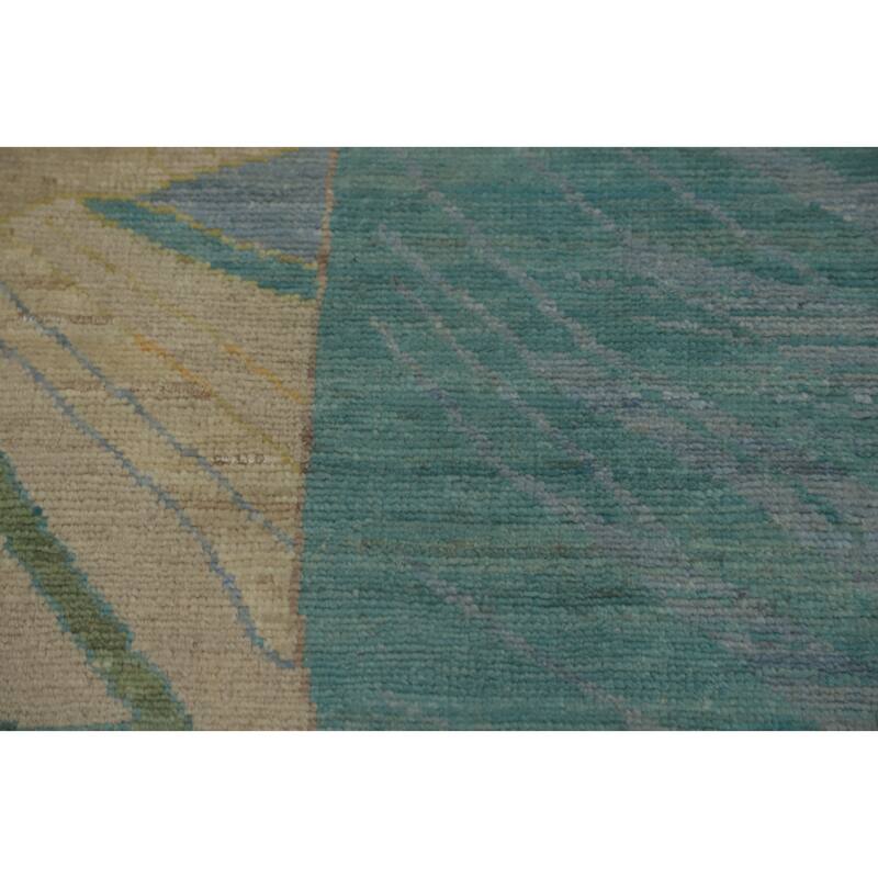 Vegetable Dye Wool Oushak Turkish Area Rug, Geometric Carpet - 11' 10'' X 9' 2''