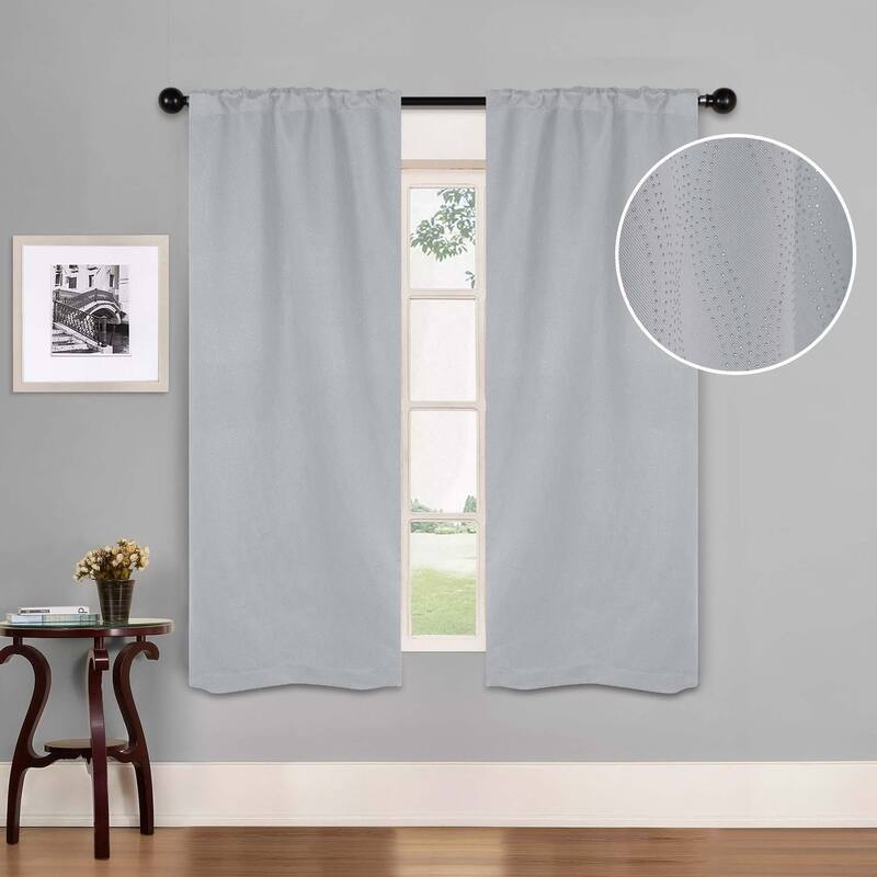 Superior Zuri Washable Room Darkening Curtains, Set of 2 Panels - 26"x63" - Platinum