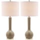 preview thumbnail 7 of 7, SAFAVIEH Lighting 31-inch Mae Long Neck Ceramic Taupe Table Lamp (Set of 2) - 14"x14"x30.5"