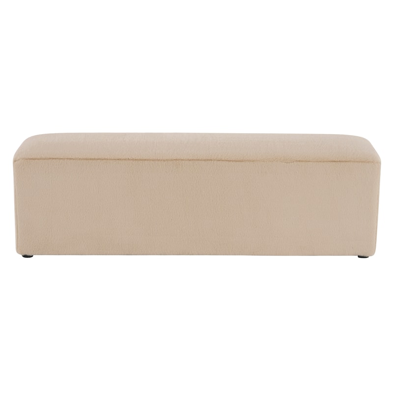 Almond Long Plush Ottoman - Modern Home Footstool & Seating Option