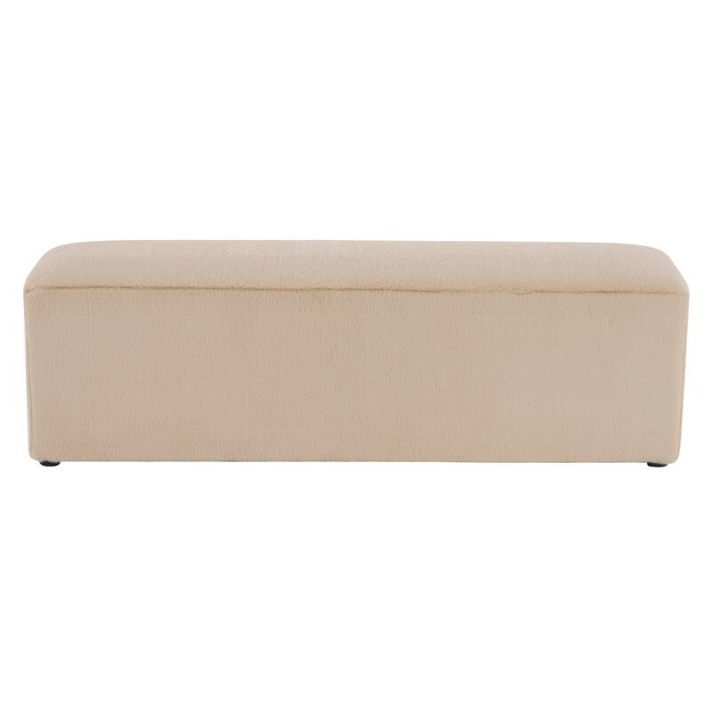 Roomfitters Almond Plush Long Ottoman Bench, Modern Minimalist Footstool - Almond