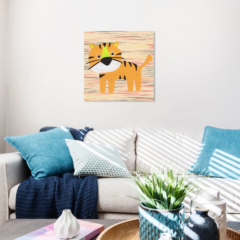 Wynwood Studio Canvas Animals T for Tiger Orange and Pastel Orange Modern & Contemporary Wall Art Canvas Print - 20 x 20