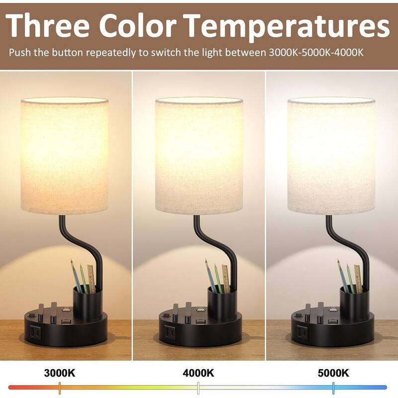 Bedside Table Lamps for Bedroom Set of 2 - Nightstand Light