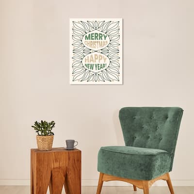 Wynwood Studio Canvas Holiday and Seasonal Glam Holidays Leaf Frame Green Glam Wall Art Canvas Print