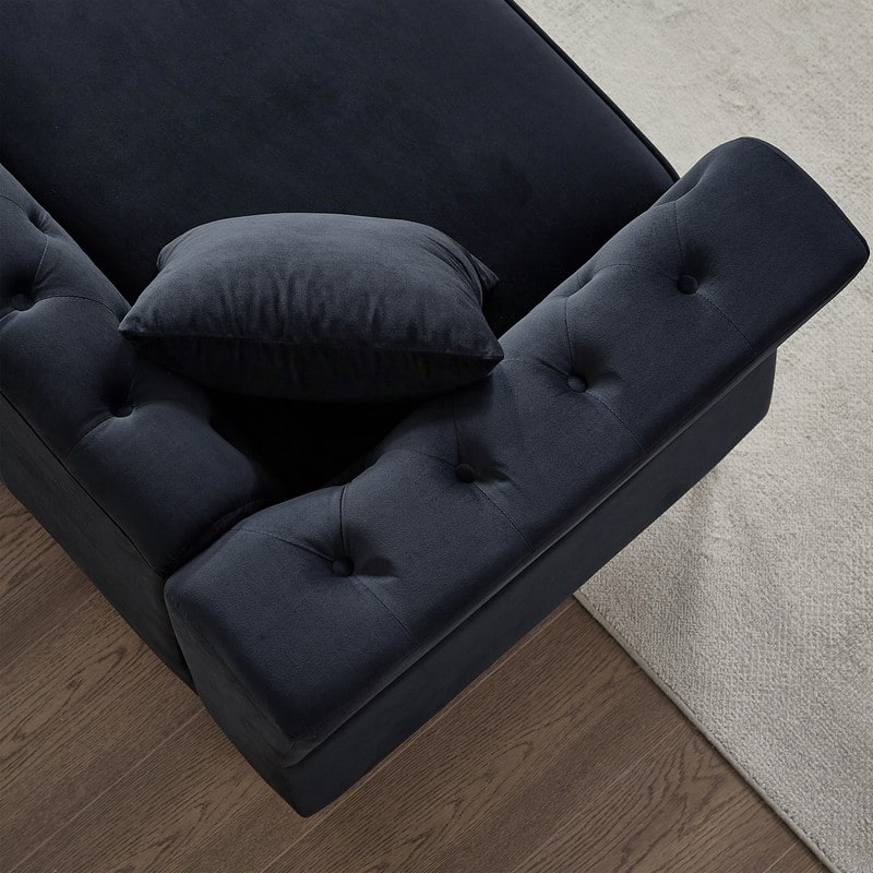 Modern Living Room Chesterfield Sofa,Tufted Couch with Metal Foot and Nailhead,Two Pillows