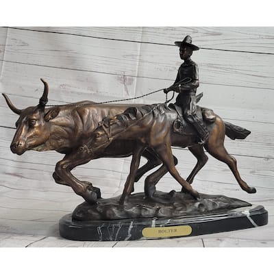 Frederic Remington Bolter Western Cowboy Cattle Drive Bronze Statue Sculpture 13 Inches X 17 Inches