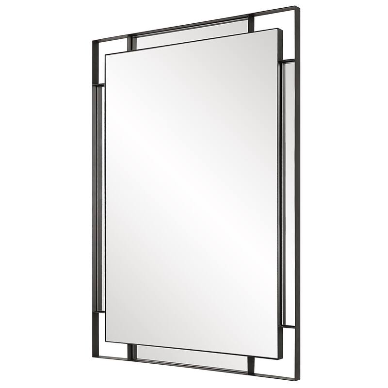 Strap Style Rectangular Framed Wall Mirror - 39.5" - Matte Black