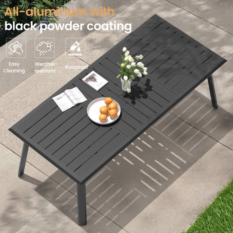 7/9-PC Outdoor Aluminum Dining Table Set with Stackable Chairs Umbrella Hole