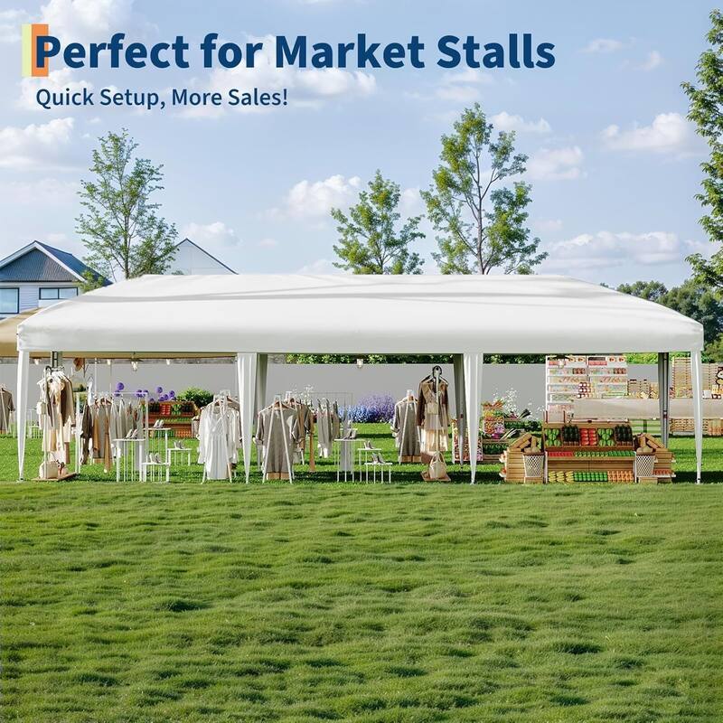 10x30 Outdoor Pop Up Canopy with 8 Sidewalls and Portable Roller Bag