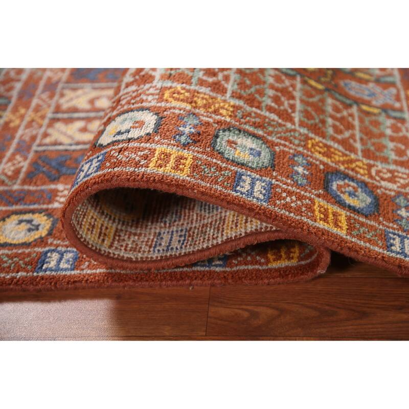 Orange Khotan Runner Rug Hand-Knotted Wool Carpet - 2'6"x 8'0"