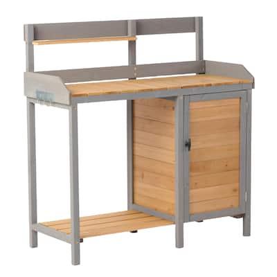 Potting Bench, Potting Bench Table All Weather Potting Table Work Station for Outside Gardening, Garden Tables with Cabinet