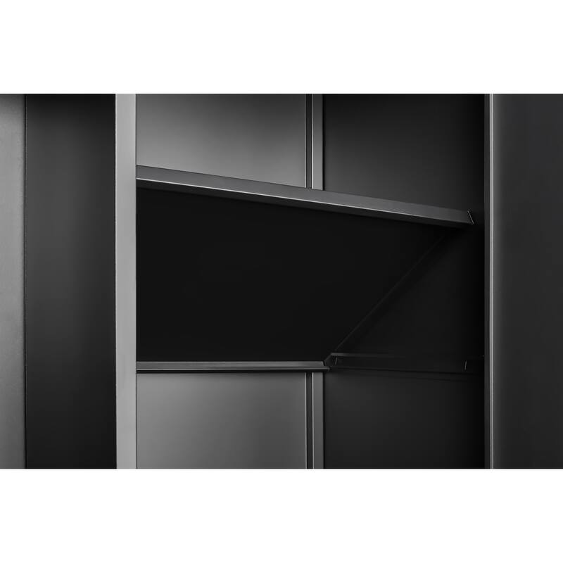 35.4" Modern Metal Armoire with Adjustable Shelves, Hanging Rod and Lock for Bedroom