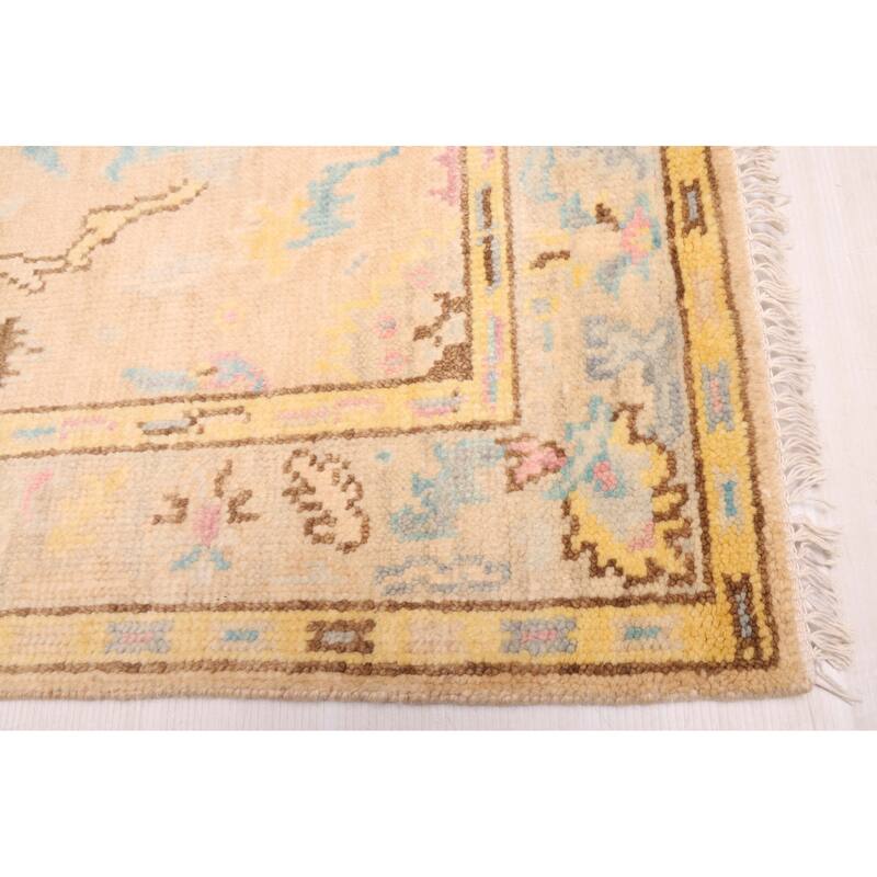 ECARPETGALLERY Hand-knotted Modern Oushak Tan Wool Rug - 3'2 x 20'0