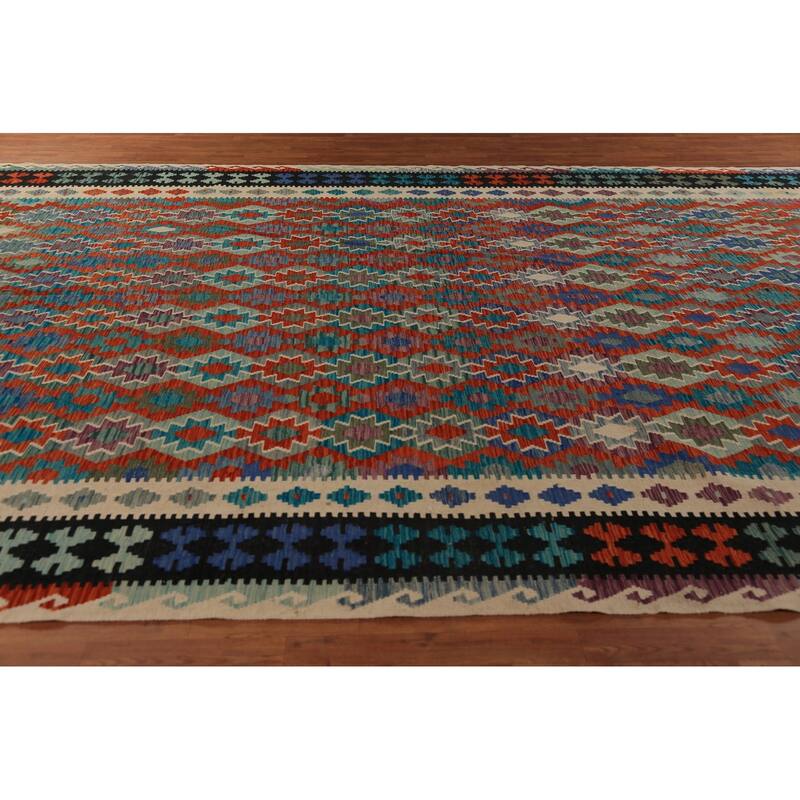 Southwestern Style Kilim Oriental Large Rug Flatweave Wool Carpet - 10'5"x 16'0"