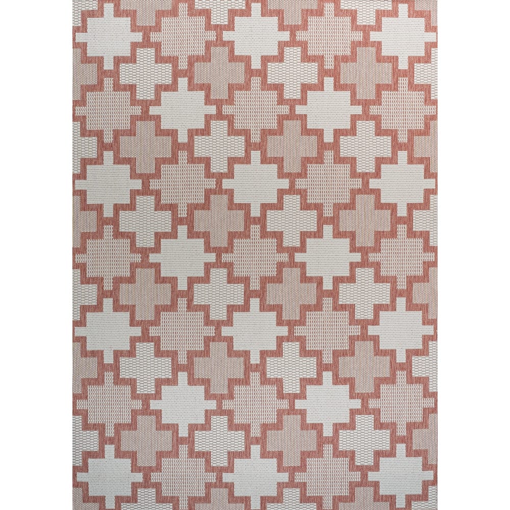 JONATHAN Y Lior Modern Geometric Tile Pattern Salmon/Cream Indoor/Outdoor Area Rug