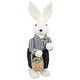 preview thumbnail 1 of 4, Standing Girl Bunny with Basket Easter Figure - 19" - Navy Blue