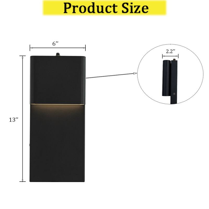 CraftHome 1-Light in Modern Simple Sqaure 10W Integrated LED Outdoor Wall Sconce with Dusk to Dawn Sensor in Matte Black