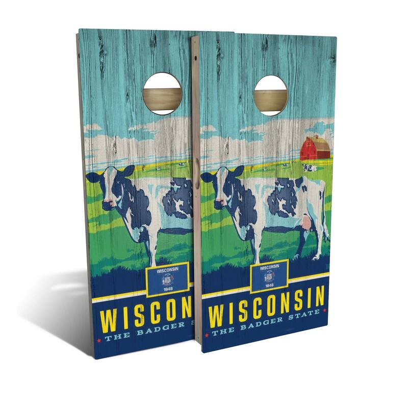 Wisconsin State Pride Outdoor Cornhole Board Set - Board Wraps Only - Include Hole Lights