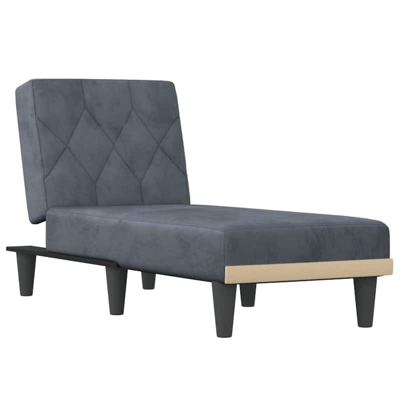 vidaXL Chaise Longue Black Velvet - 21.7" x 55.1" x 27.6"